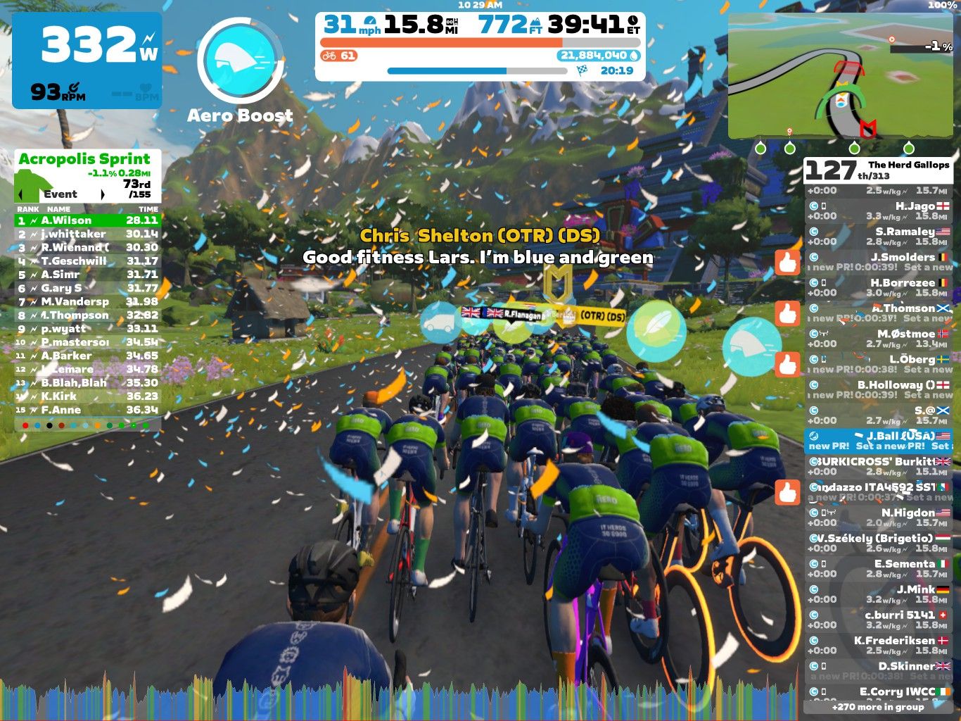 Zwift Group Ride The Herd Gallops (C) on Canopies and Coastlines in