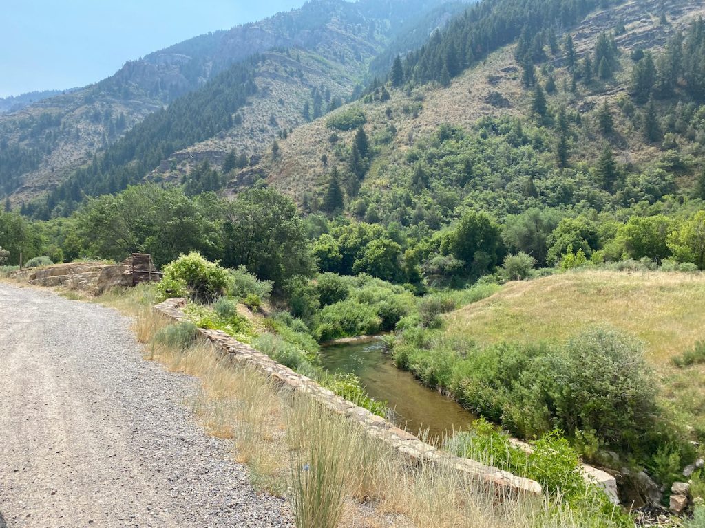 Remains of a dam in Blacksmith Fork Canyon