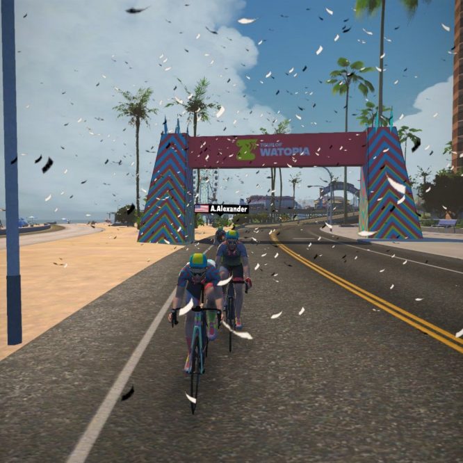 Tour de Zwift screenshot of riders