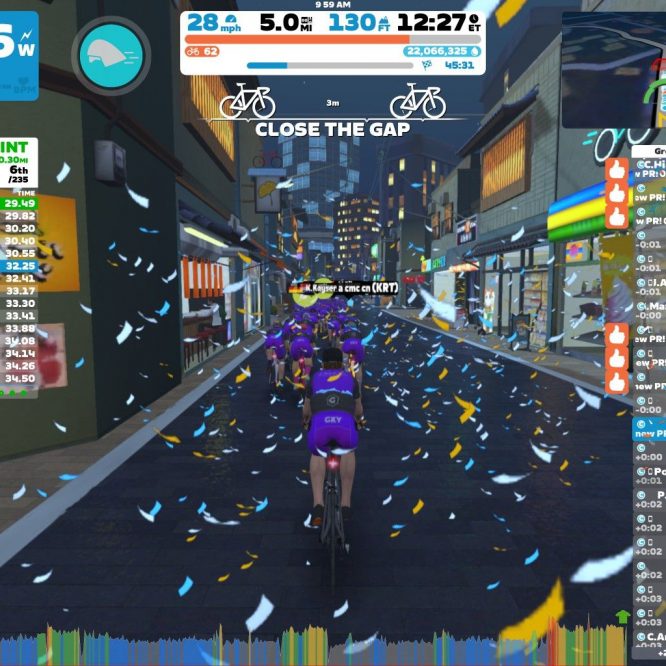Zwift screenshot with Galaxy riding club