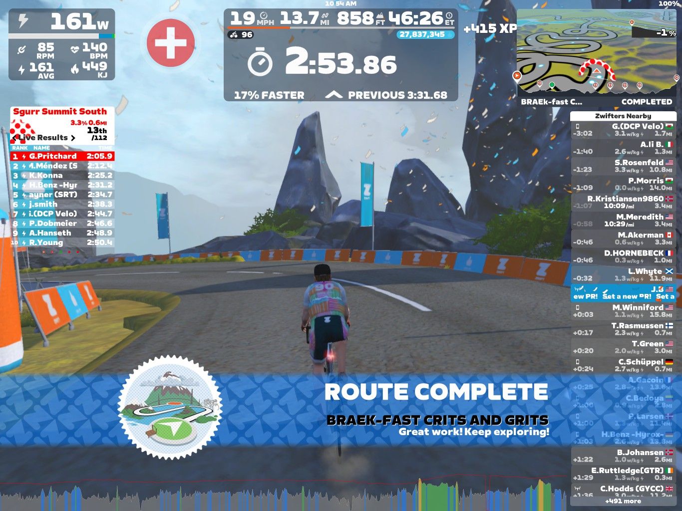 A cyclist in a virtual environment completes the